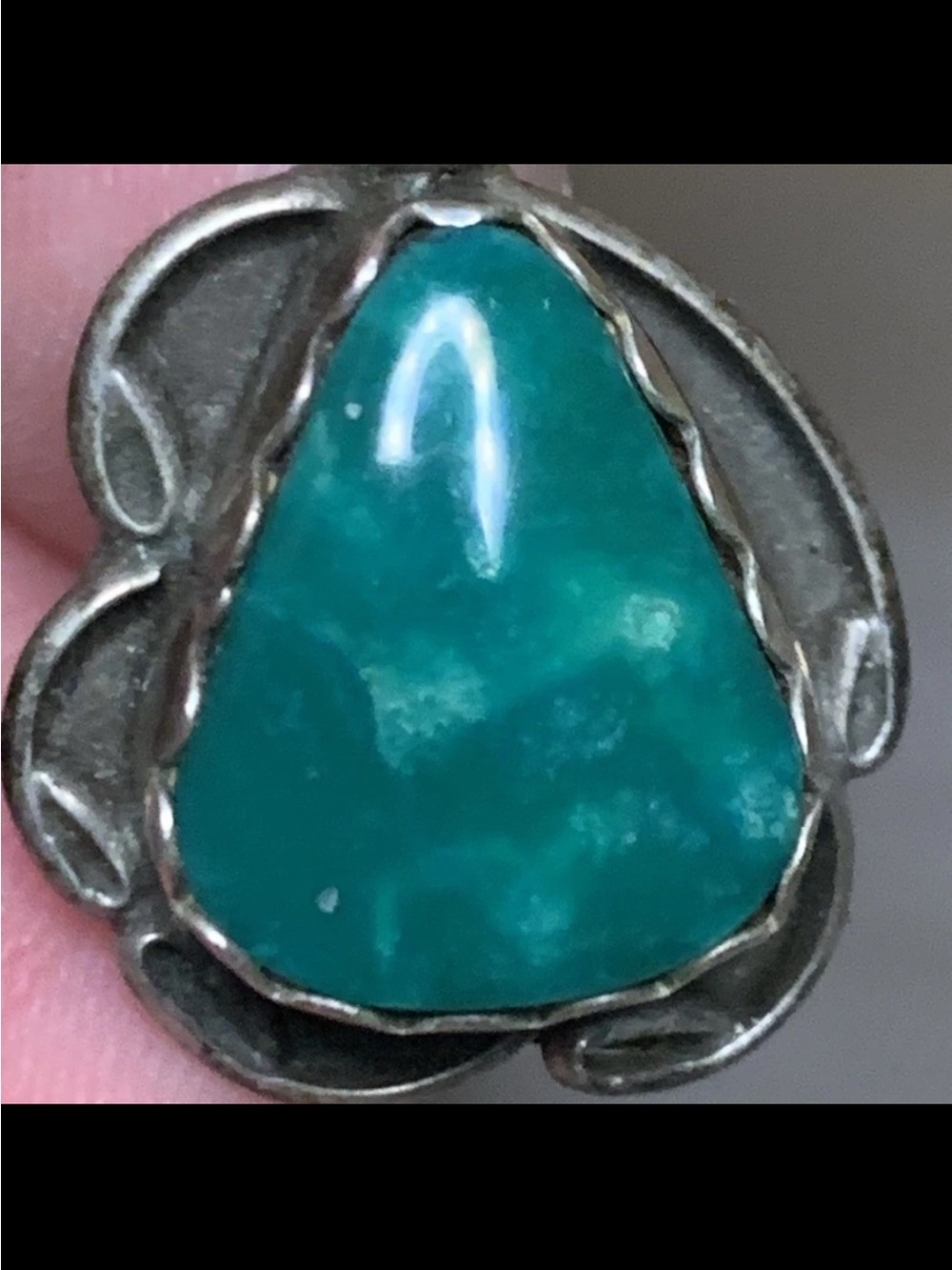 Vintage Navajo BBT Green Turquoise Pendant 30" Karizia 925 Italy Chain
